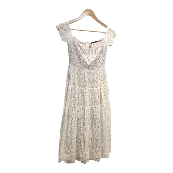 Lulus Absolutely Stunning White Lace Off-the-Shoulder Midi Dress Size XS - Picture 5 of 17